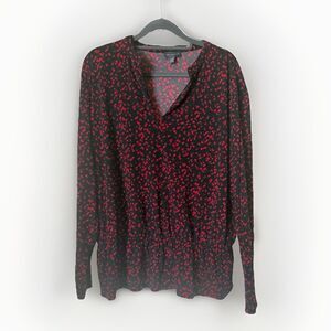 The Limited Women’s Polka Dot Top - Sz XL Long Sleeve Black Red Dot